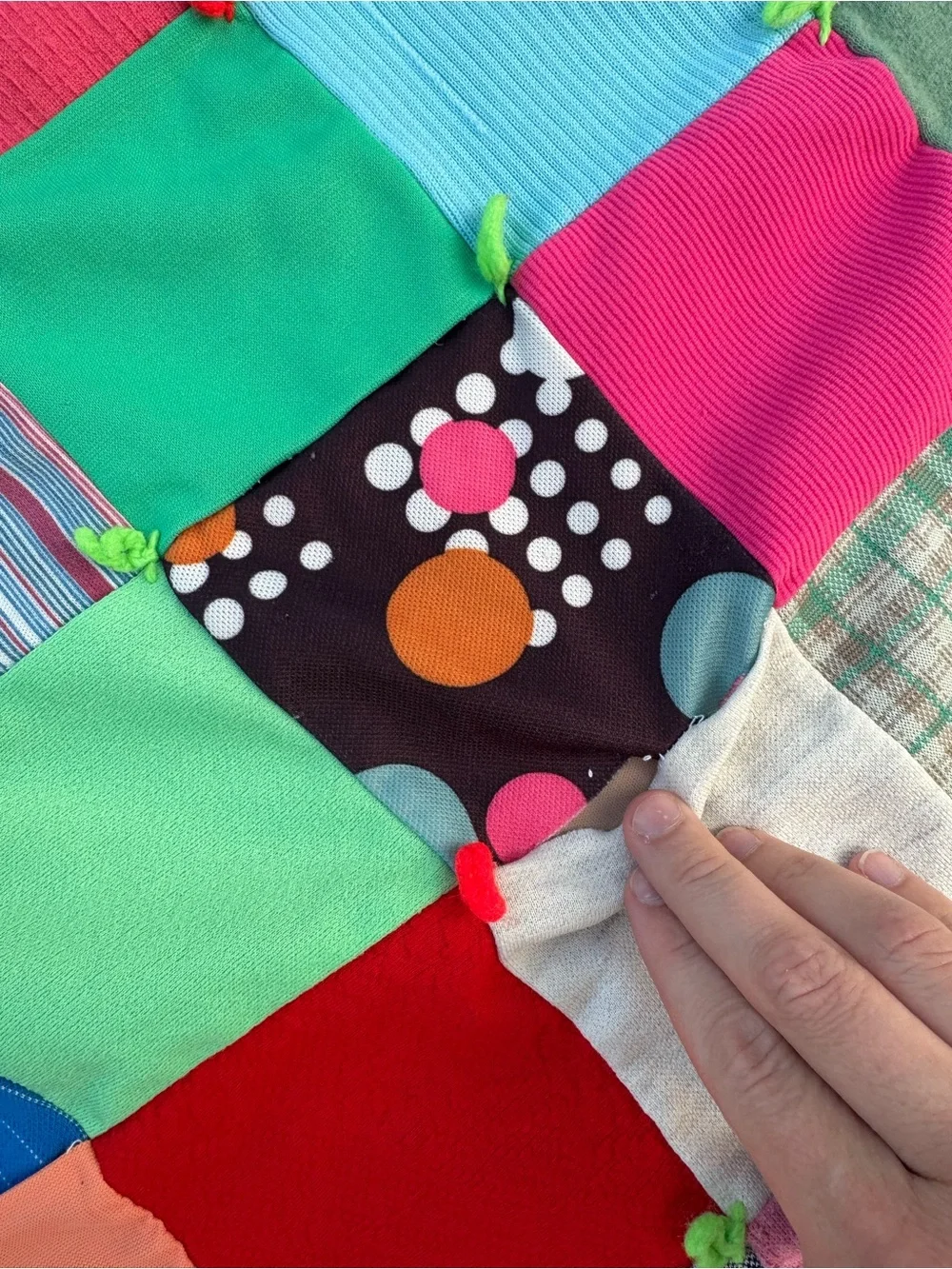 Vintage Colorful Patchwork Tied Quilt Blanket